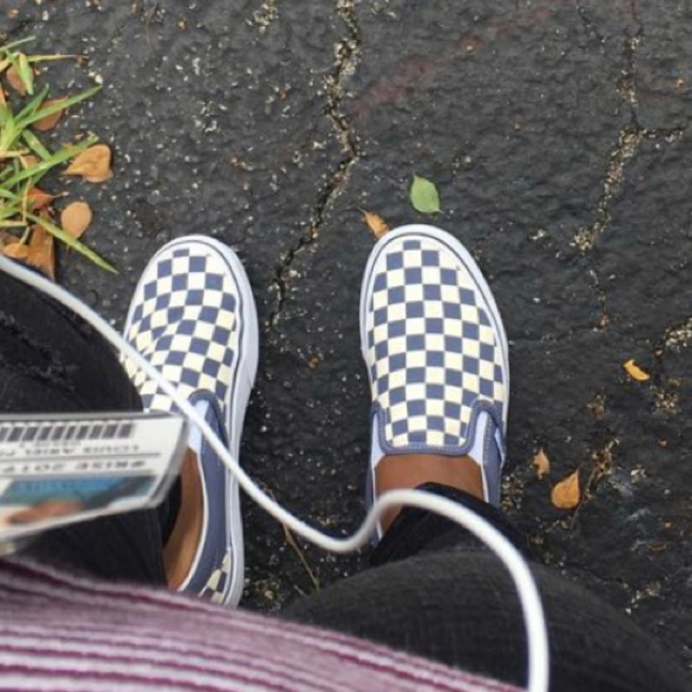 vans checkerboard slip on shoes